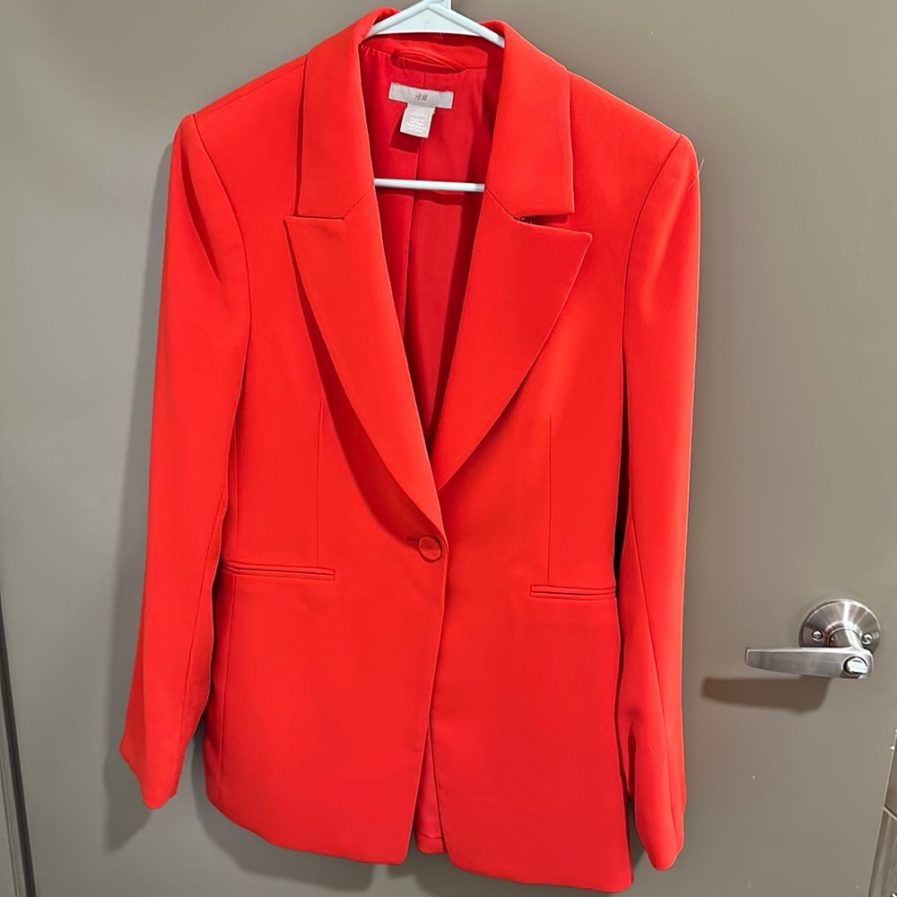 Red H&M single breasted blazer